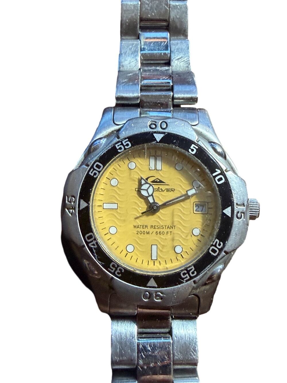 Quiksilver Men's Diver Watch Yellow Dial Stainless Steel 200m Date